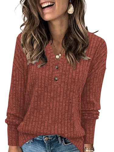 Womens Lightweight Sweaters Button Down Fall Long Sleeve Pullover