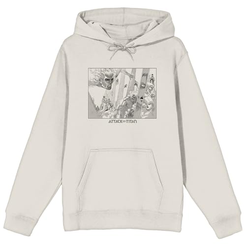 Bioworld Attack On Titan Titans vs. Humans Artwork Adult Natural Hoodie-3XL