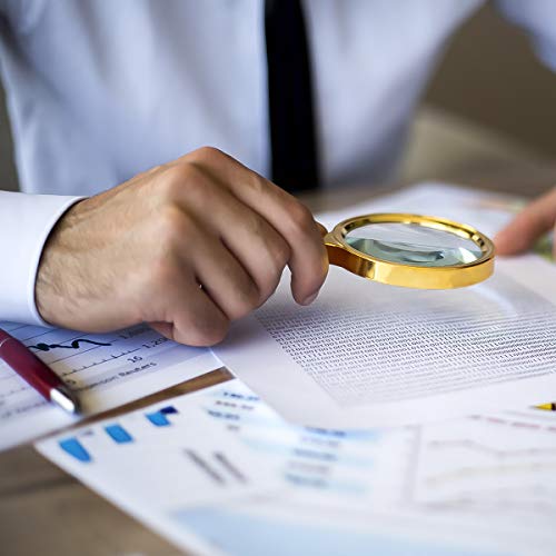 Magnifying Glass 6X + 8X Magnification Magnifier Handheld Magnifier For Science, Reading Book, Inspection.pack Of 2 (Gold) #TOP5
