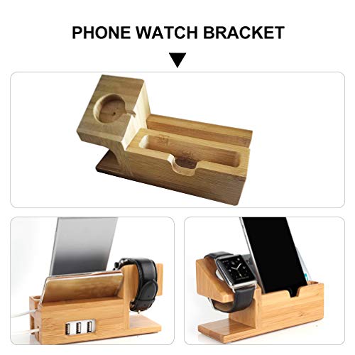 VILLCASE Suporte para Telefone de Madeira Suporte para Dock de Carregamento de Mesa Relógio para Est
