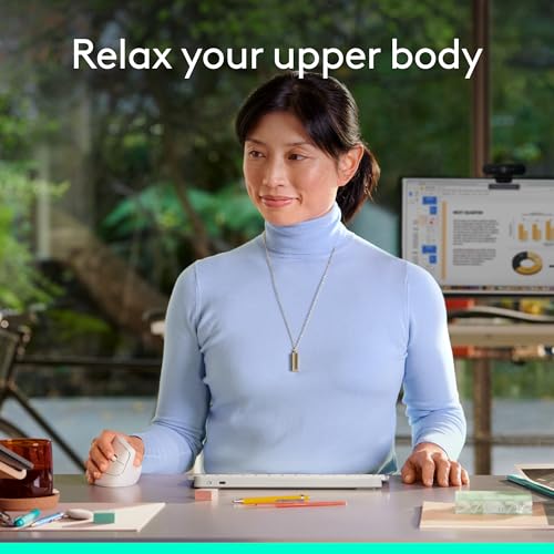Image of Logitech Lift Vertical Ergonomic Mouse, Wireless, Bluetooth or Logi Bolt USB Receiver, Quiet clicks, 6 Buttons, Compatible with Windows /macOS /iPadOS, Laptop, PC - Off White
