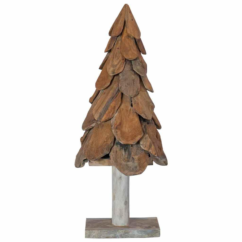 Árbol de Navidad de madera de teca, 91 cm, color marrón con soporte