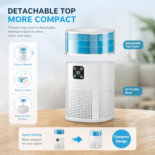 Image of Docoss 2 in 1 Air Purifier & Humidifier for Home & Office with Digital Display, H13 Truehepa Filter Air Purifier for Bedroom & Removes 99.99% Pollutants, Allergens, Pet Danger & Dust