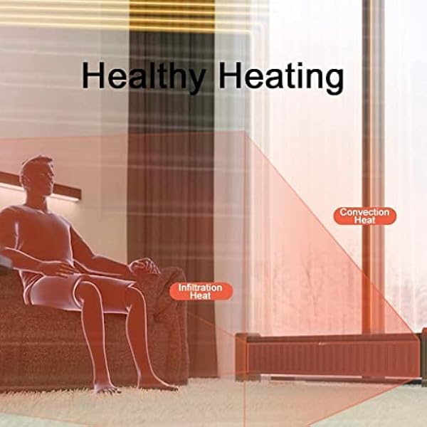 VIROYA Riscaldatore, riscaldatori a battiscopa per la casa con termostato/Timer - termoventilatore Elettrico a convettore in grafene da 2200 W a Basso consumo energetico - può Essere azionato Tramite