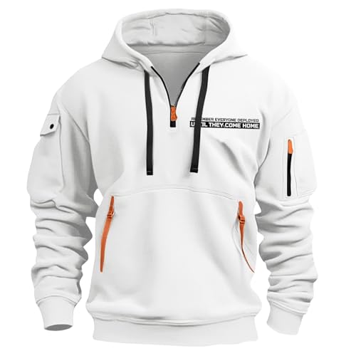 Quarter Zip Hoodie Men Drawstring Big and Tall Casual Hooded Pullover with Pockets Work Fitted Long Sleeve Sweatshirt3