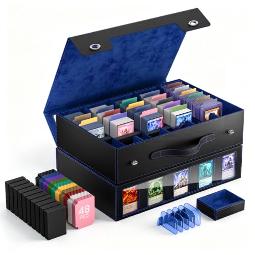 Image of MoKo Trading Card Storage Box for MTG, 3900+Capacity, Black Blue