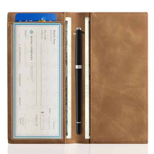 Image of CoBak Checkbook Cover for Women & Men - PU Leather Case with RFID Blocking | Classic Design Check Book Holder for Personal and Business