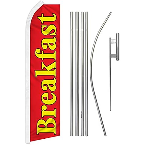 Infinity Republic - Breakfast Banner Swooper Flag & Pole Kit - Perfect for Diners, Food Trucks, Restaurants, Cafes, etc! Cover