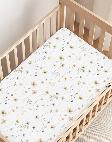 Image of Pack and Play Sheets 2 Pack, Fitted Jersey Knit Mini Crib Sheets for Baby Boys and Girls, Compatible with Graco Pack N Play and Mini Crib Mattress (Butterfly Garden, Pack N Play /Mini Crib Sheets)
