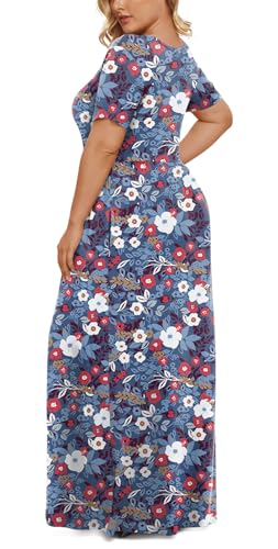 Image of LONGYUAN Women's Plus Size Maxi Dresses Summer Short Sleeve Casual Long Dress 2026 XL-6XL