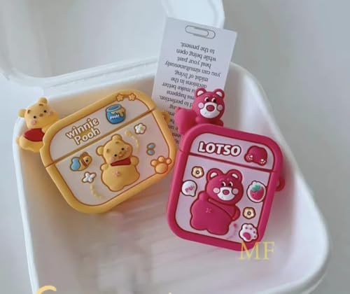 Image of Dezet Cute Soft Silicone Pouh Case for Airpods Pro GEN-2 (2022) � 3D Cartoon Animal Character Cover with Keychain Ring, Shockproof & Dustproof Protective Case for Kids & Girls (Winne Pooh)