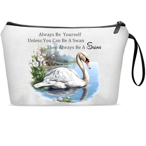 Capybara Lovers Makeup Bag - Funny Animal Design for Animal Lovers, Birthday Cosmetic Bag Gifts for Teen & Women Sister Bestie (10-Swan)