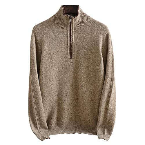 Pull en cachemire homme col roulé fermeture éclair épaisse marron taille M