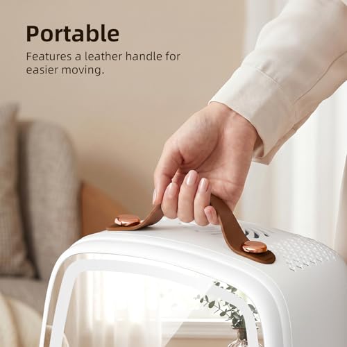 Image of Antarctic Star 6L /8 Cans Makeup Mini Refrigerator with Dimmable LED Light Mirror for Bedroom, Car, Office & Dorm,Portable Small Cooler for Cosmetics,Skin Care,WHITE