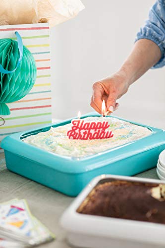 Fancy Panz 2-in-1 Dress Up & Protect Your Foil Pan, Made in USA, Fits 2 size of foil pans. Foil Pan & Serving Spoon Included. Hot or Cold Food. Stackable for easy travel. BPA free (Aqua)
