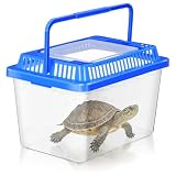 DOITOOL Tanque Portátil con Tapa para Tortugas y Peces Pecera de Plástico Resistente y Transparente Terrario Pequeño para Reptiles y Goldfish Acuario Transportable con para Mascotas