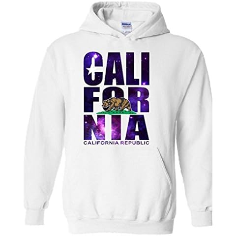 Raxo California Republic Hoodie Galaxy Golden State Cali Bear Hooded Sweatshirt L White Cover