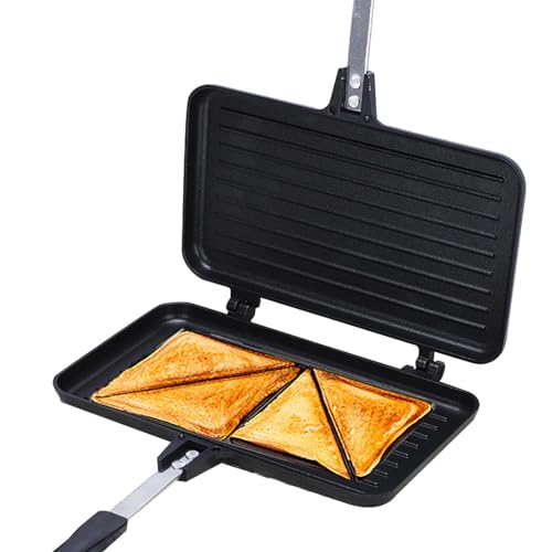 Sandwichera De Doble Cara | Prensa Antiadherente Para Hacer Sándwiches Calientes De Doble - Sartén Para Hacer Queso A La Parrilla, Para Hacer Sándwiches, Para El Desayuno, Tostadas, Panini, Gofre