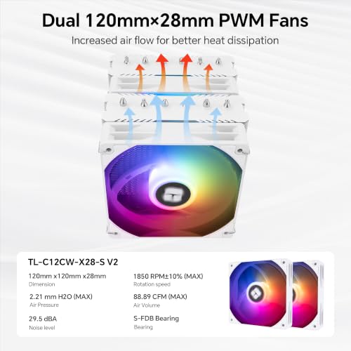 Image of Thermalright Peerless Assassin 120 SE ARGB White V2 CPU Cooler, 1850RPM | 6 Heat Pipes, Dual 120mm PWM Fans, for AMD AM4 /AM5 and Intel LGA1851 /1700