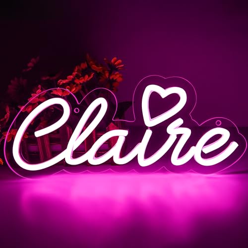 Image of Claire Name Neon Sign for Wall Decor,LED Claire Name Neon Light for Kids Bedroom,Birthday Claire Party Decoration,Neon Sign Customizable for Girl,Birthday Name Decor,Size 13 * 5.5 inches(JTLD092)