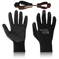 FUZZIO 24 Paar Latex besichtet Garten Arbeitshandschuhe Handschuh-Klammern L-9 Schwarz