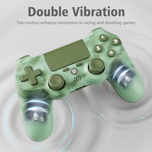 Image of Controller for PS4, Wireless Controller 2 Pack for Sony PlayStation 4 /Slim /Pro, with 6-Axis Motion Sensor /Double Vibration /Touch Pad /Speaker & 3.5mm Audio Jack /800mAh Battery /USB-C Cable, Green + Red