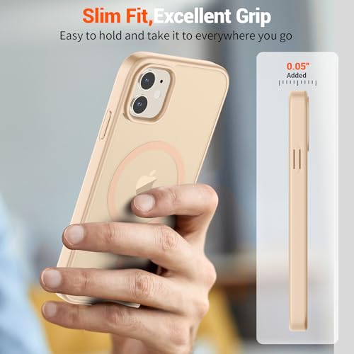 Image of SUPFINE Magnetic for iPhone 12 Mini Case & iPhone 13 Mini Case (Compatible with MagSafe) (Military Grade Drop Protection) Slim Translucent Matte Shockproof Phone Cover,Sand Pink