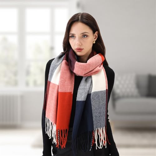 Women's Winter Scarves Chunky Oversized Fall Warm Scarf Big Tartan Scarves Wrap Shawl Ladies Gifts Long Plaid Blanket2