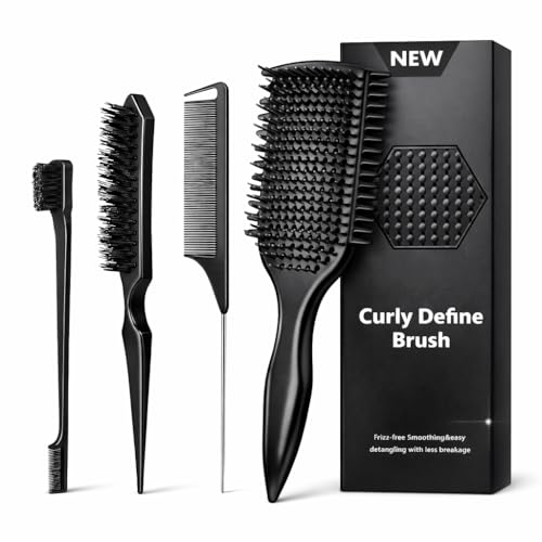 Image of Detangler Brush for Curly Hair, Lightweight Curly Hair Brush with Vented Design for Easy Glide, Effortlessly Detangles Without Pulling or Snagging, Suitable for All Wet and Dry Hair Types (Black)