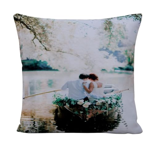 Image of RD TREND Valentine Satin Cushion Cover, 12 x 12 Inches (Set of 5) Decorative Printed Design, Gift for Loved Ones | Gift for Husband | Gift for Girlfriend | Gift for Boyfriend. (Couple in White)