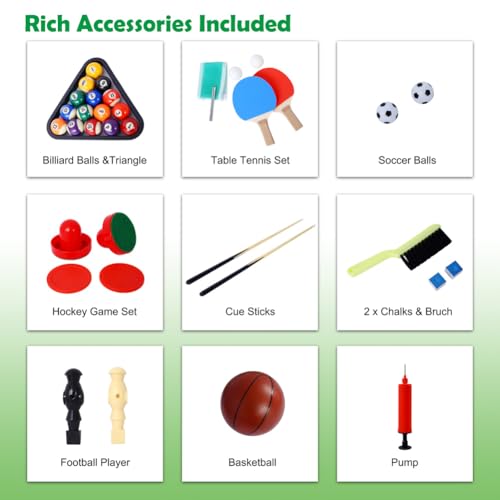 5-in-1 Multi Game Table, 3.6x2 Ft Combo Game Table, Foosball Soccer/Pool/ping Pong/basketball/Hockey Combination Game Table for Home Game Room