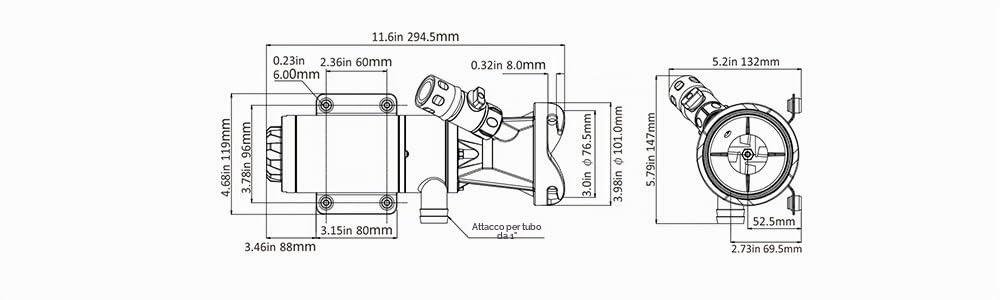 SEAFLO Maceratore 12v RV con adattatore a baionetta e uscita per tubo da giardino