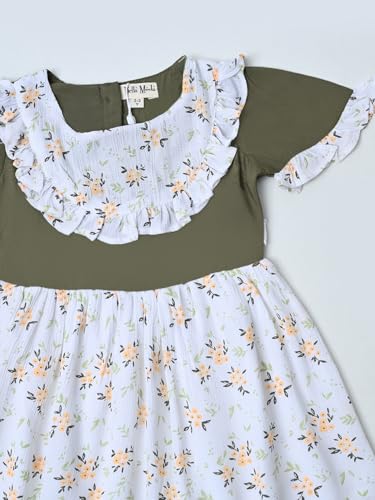 Image of mini mama by Bella Modaround Neck Front Frilled with Contrast Top (White, 12-18M)