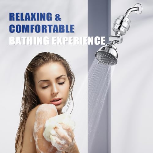 Image of Shower Filter, 20 Stage Shower Head Filter for Hard Water with 2 Cartridges, High Output Shower Water Filter to Remove Chlorine, Fluoride and Other Impurities, Improves Skin Condition, Protects Hair