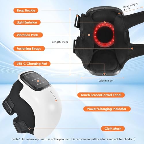 Image of Dealsure Knee Massager For Joint Pain Relief - Red Light Therapy with Vibration & 3 Heat Levels, LED Touch Screen Knee Pain Relief Massage Machine, For Knee, Elbow & Shoulder Support