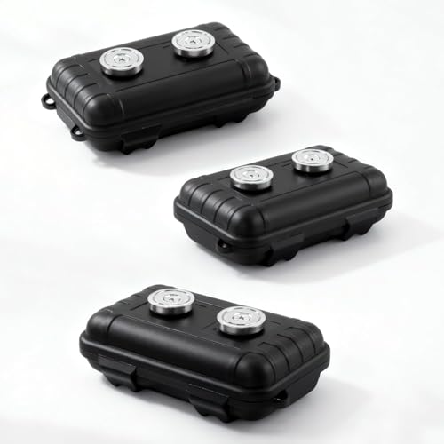 Image of Magnetic Key Box, Magnetic Key Holder Under Car, Hide a Key Magnetic Car Waterproof Key Holder Hider Key Case for Outside Travel, Hide a Key Box for Cars, SUV, Truck - Black, (Black, 2 Magnets 3Pack)