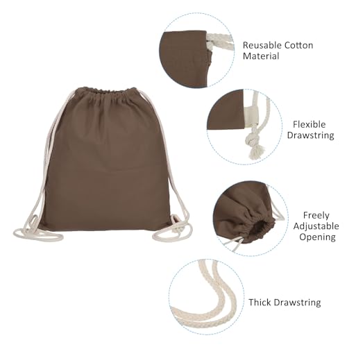 PATIKIL Cotton Drawstring Bags, Cotton Drawstring Backpack Foldable Sports Gym Bags for Women Men Gym Sports Trip, Brown4