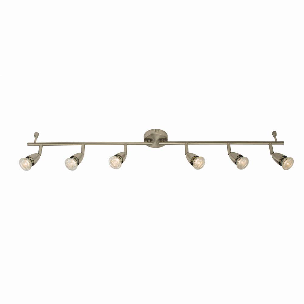 Betta Lighting Satin Nickel Ceiling 6 Light Spotbar Fitting - 2 Individualy Adjustable Bars With 3 Fully Adjustable Spotlights Each Finish Led Compatible Dimmable