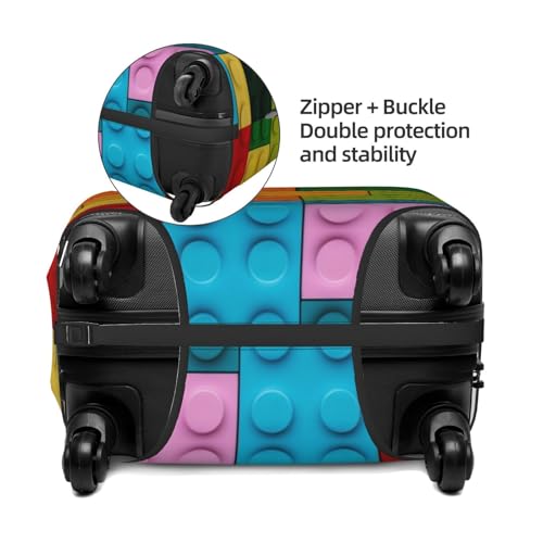 Travel Luggage Covers - Colorful Building Blocks Elasticity Suitcase Covers Protector for Luggage 18-32 Inch3
