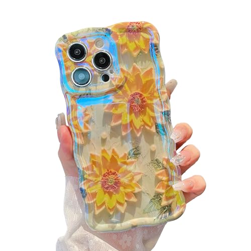 Coque iPhone 16 Pro Max effet laser à motif floral pour un style quotidien élégant