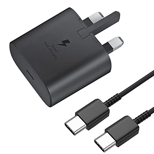 25W Charger Plug, USB C Fast Charging for Samsung Galaxy S24,S23,S22,S21,S20 Ultra,S20 FE,A54,A53,A34,A23,A15,A14,A04S, Moto G54,G73,G84, Pixel 7/8, Android Charge with Cable Type C - Black