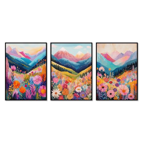 Toile murale aquarelle paysage de montagne lot de 3 affiches abstraites salon