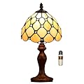 FUMAT Tiffany Table Lamp for Bedroom Bedside Nightstand Living Room Table Lamps,3-Way Color Temperatures LED Stained Glass Side Small Table Lamps,8X8X14.5 Home Office Reading Desk Lights