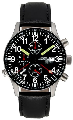 ASTROAVIA Alarm Chronograph mit Lederband 40 mm