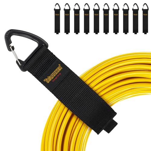Verlängerungskabel-Organizer & Aufhänger (10er Pack). Flexible Klettbänder mit Dreieckschnalle für Kabel, Seile, Schläuche. Organisation und Aufbewahrung in Haus, Garage und Werkstatt，Designpatent