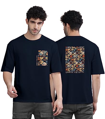 Image of BULLMER Peach Trendy Front Printed oversized Round Neck T-shirt for men