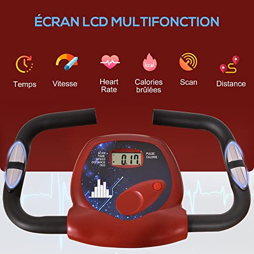 HOMCOM Vélo d'appartement pliable - Collaboration Aosom.fr x FFHandball - 8 niveaux de résistance magnétique avec dossier selle réglable écran LCD multifonction capteur fréquence cardiaque – Image 4