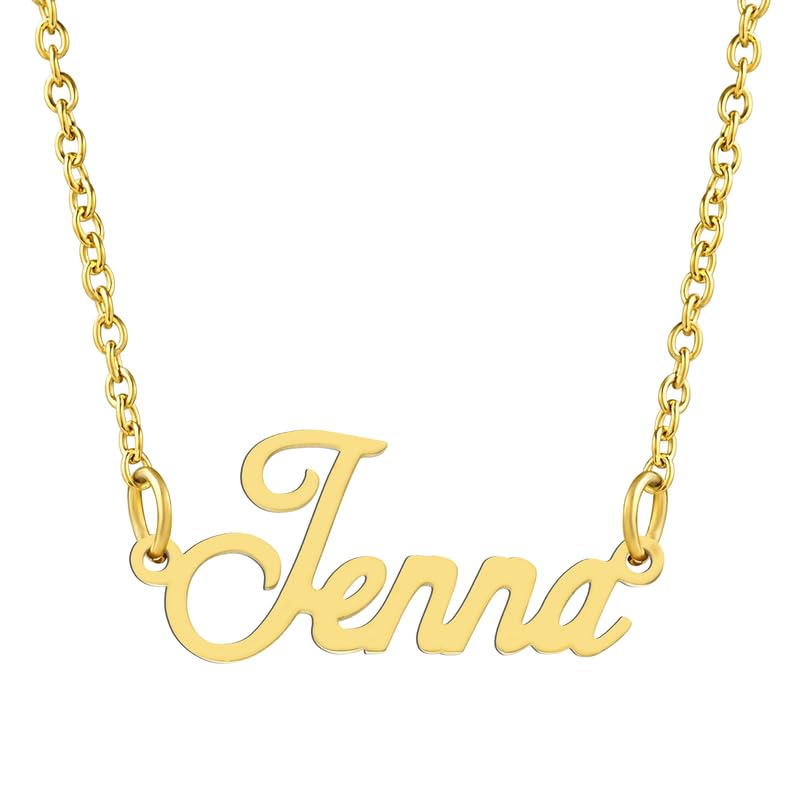 KISPER Collar con colgante personalizado de acero inoxidable chapado en oro de 18 quilates, Acero inoxidable, No es una piedra preciosa