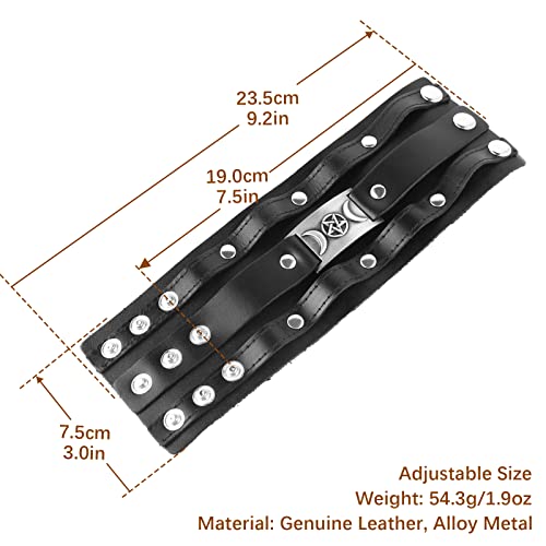 HZMAN Leather Bracelets for Men Viking Retro Wide Cuff Bracelet Black Leather Wristband Bracelet Jewelry Gift2