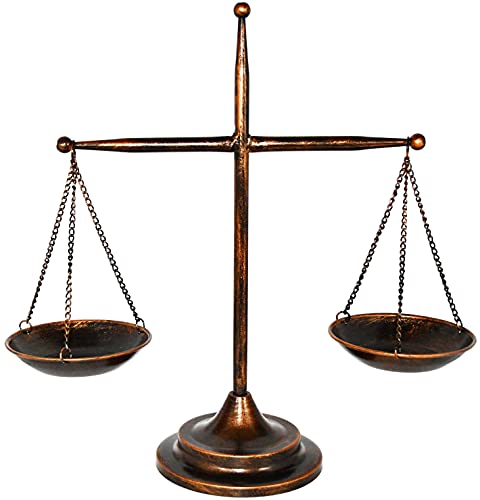 OwlGift Vintage Style Metal Libra Jewelry Display Tray Cosmetic Organizer Storage, Lawyer Scale of Justice, Farmhouse Candleholder - Bronze, 12.6